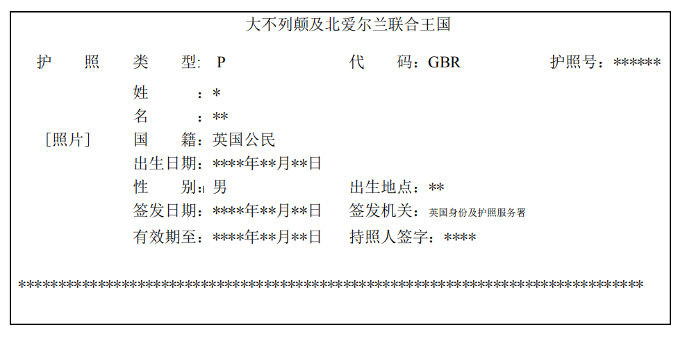 英国护照翻译模板(图1) 英国护照翻译模板